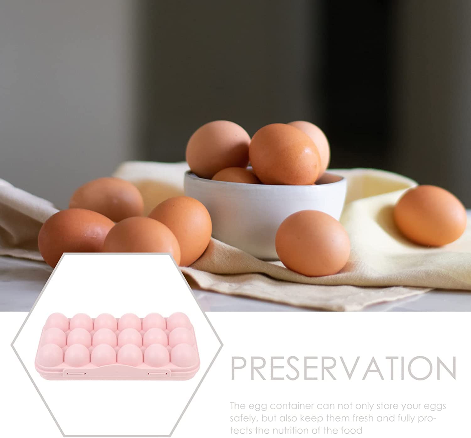 SKOFRI 18 Grid Plastic Egg Storage Container - Stackable Refrigerator Tray for Kitchen, Fridge Organizer (30x15x6.5 cm) - Perfect for Fresh Egg Storage, Pantry Organization & Space Saving in Home Kitchen