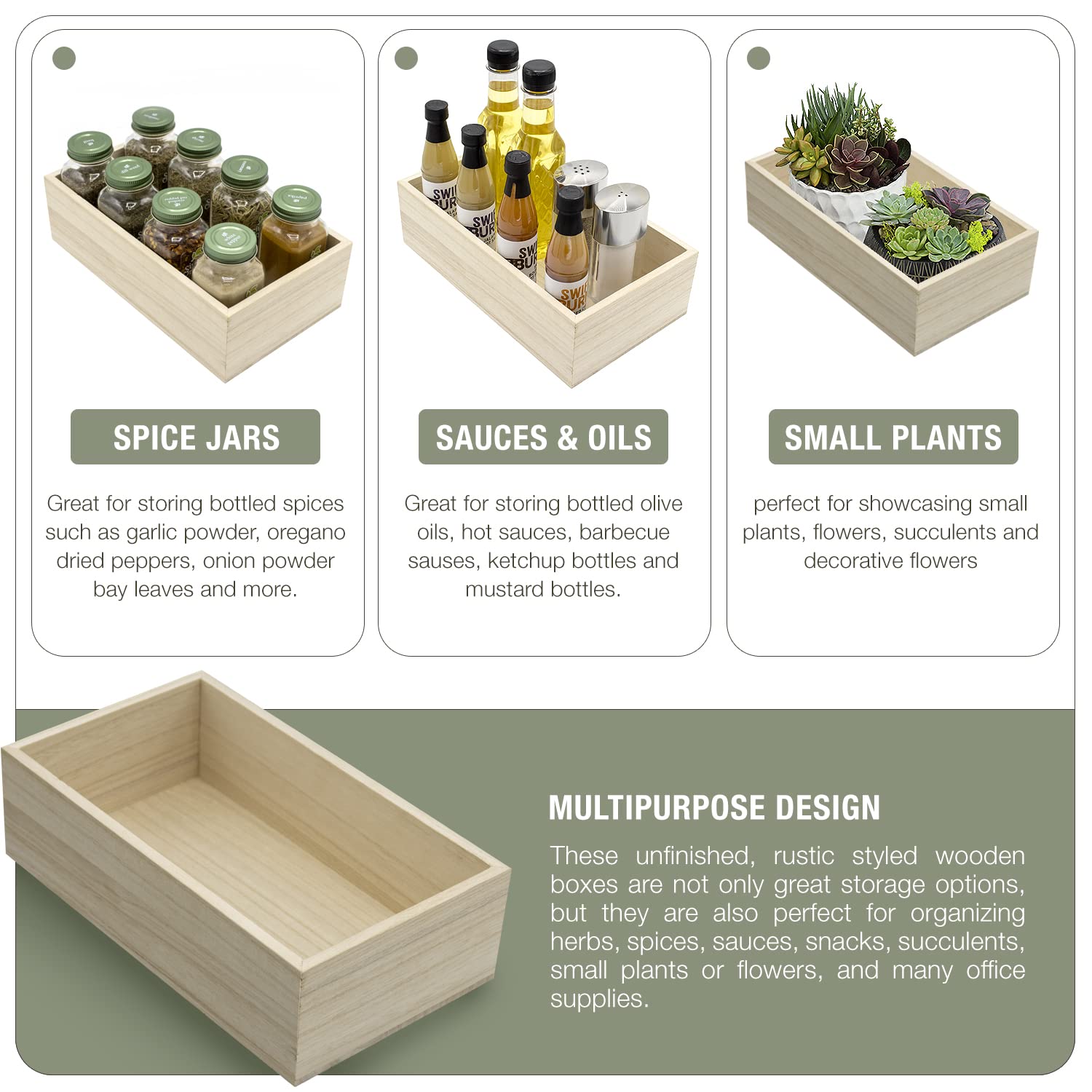Sorbus Unfinished Wood Crates - 4 Pack Wooden Storage Boxes for Pantry, Closet, Arts & Crafts | DIY Cabinet Organizer Bins & Decorative Containers | Perfect for Home Organization, Farmhouse Decor & Gift Packaging