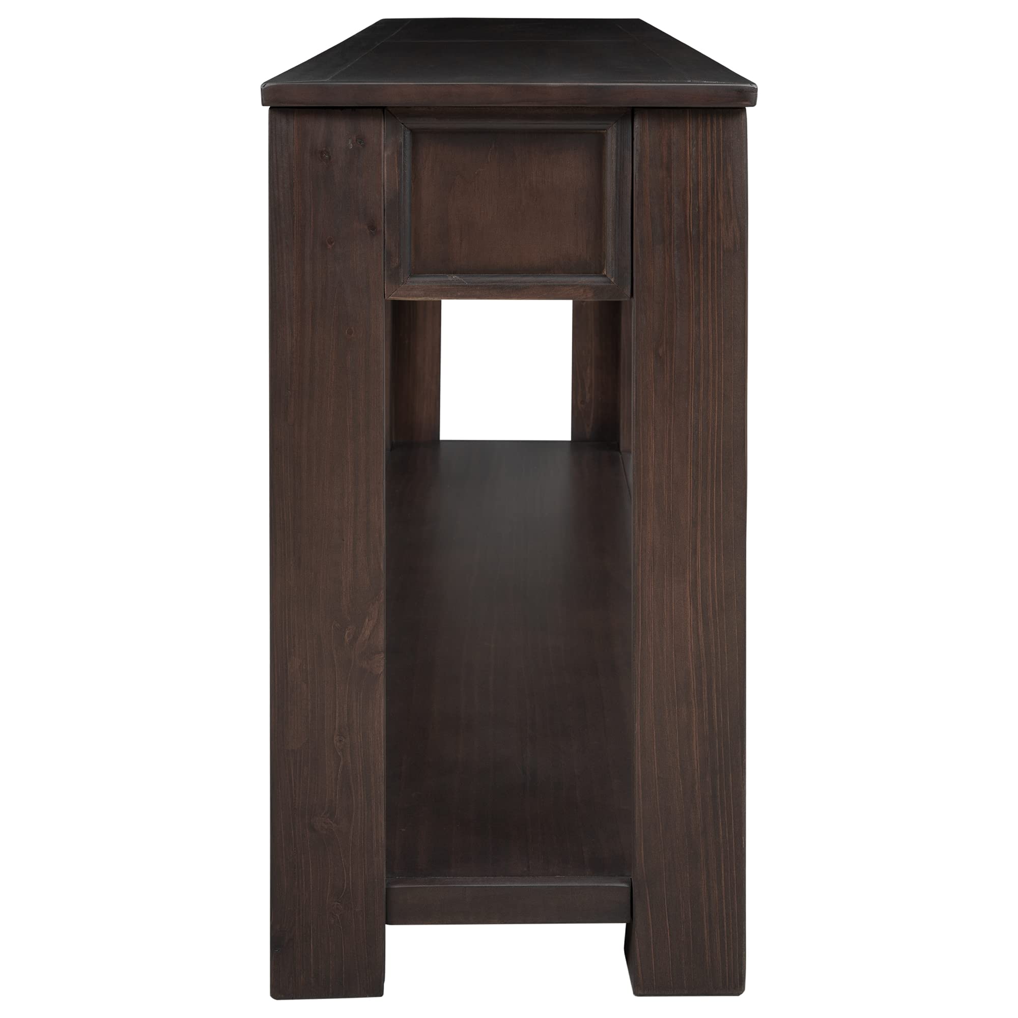 JULYFOX 63 Inch Rustic Console Table with 4 Drawers & Shelf - 30 Inch Height Solid Wood Entryway Table for Hallway, Living Room & Office - Espresso Finish | Perfect for Home Decor, Entry Storage & Workspace Organization