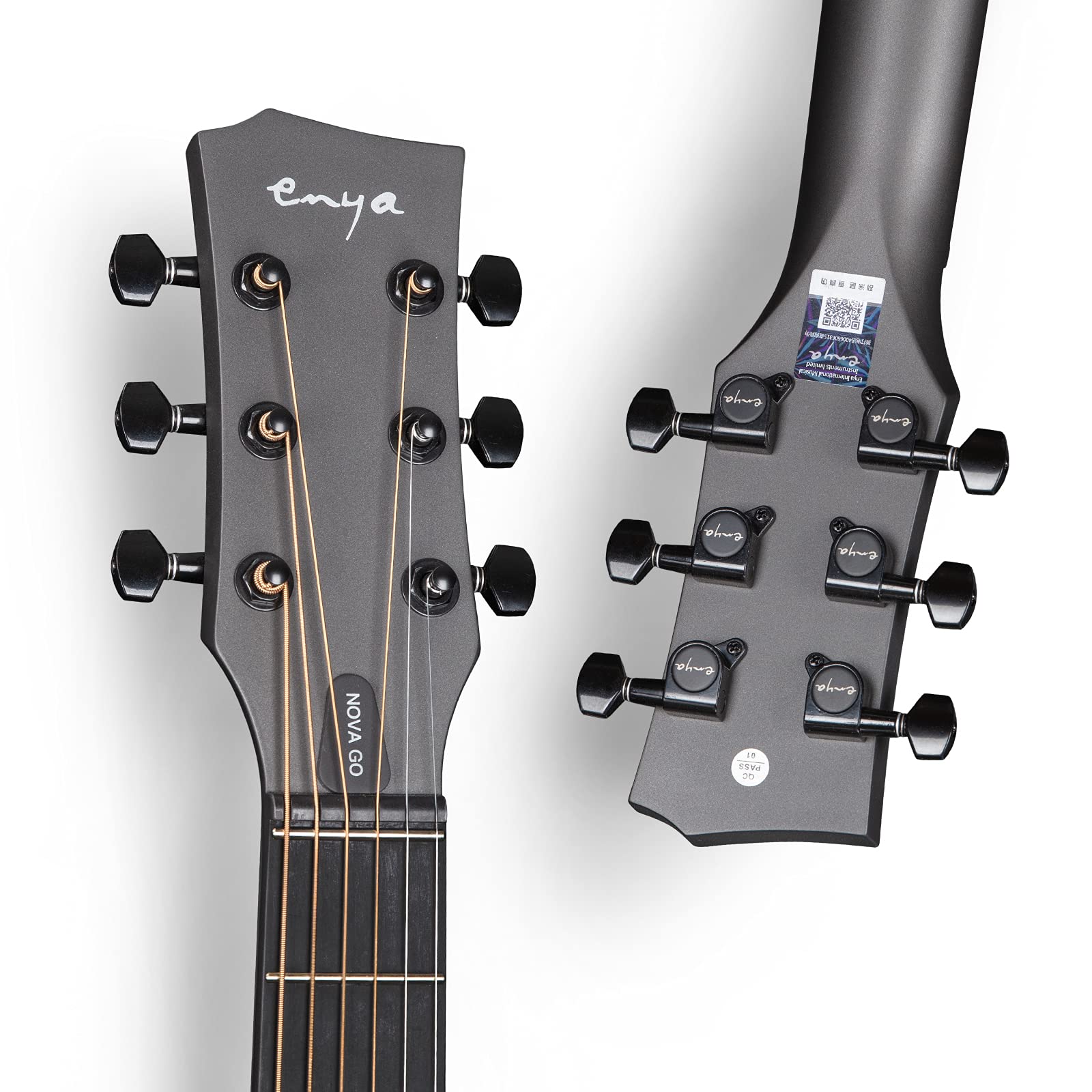 **Enya Nova Go 1/2 Size Carbon Fiber Acoustic Guitar for Beginners & Adults – Travel Guitar with Starter Bundle (Black) – Includes Gig Bag, Strap, Cleaning Cloth & Strings – Perfect for Camping, Travel & Outdoor Performances**