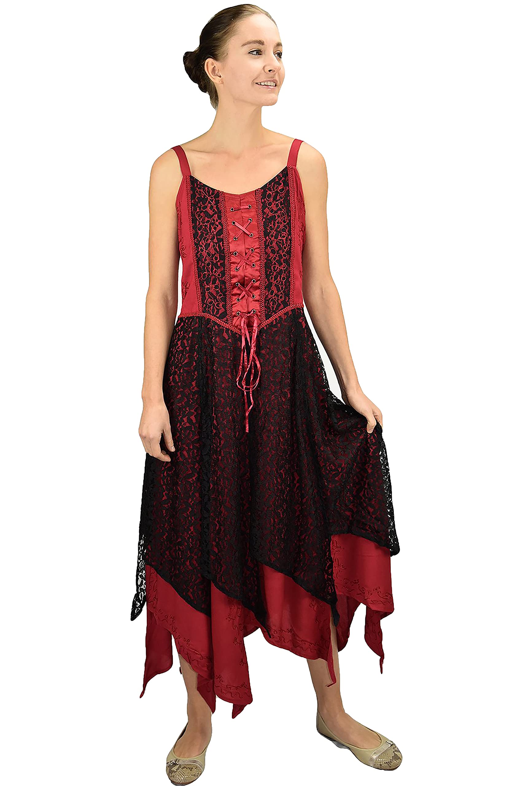 Agan Traders 2025 Spring Women's Boho Lace Spaghetti Strap Long Evening Gown - Elegant Formal Dress for Prom, Wedding & Halloween Party