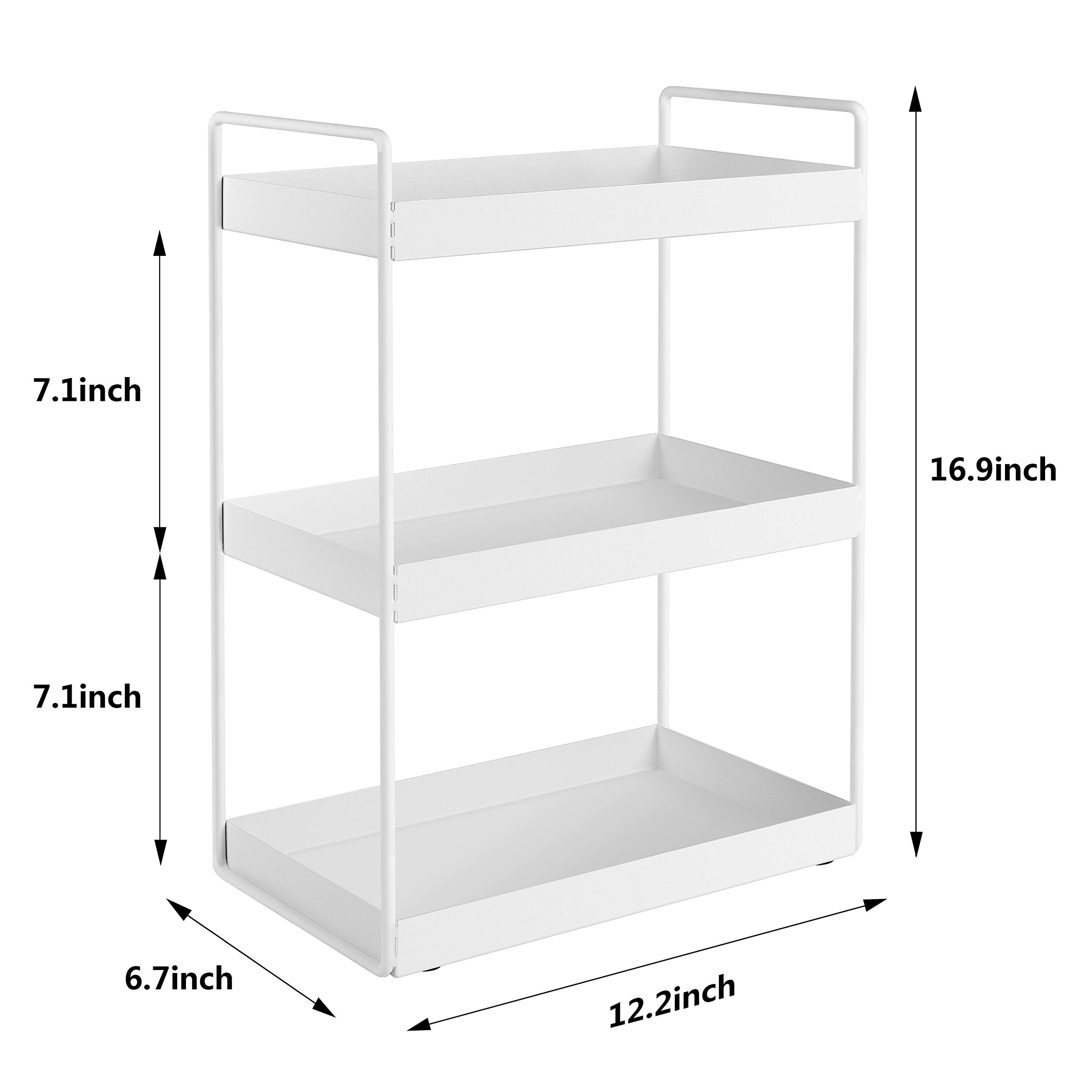 3-Tier White Bathroom Countertop Organizer - Vanity Tray for Makeup & Cosmetic Storage, Kitchen Spice Rack Standing Shelf | Perfect for Bathroom Vanity, Bedroom Dresser & Kitchen Counter Organization