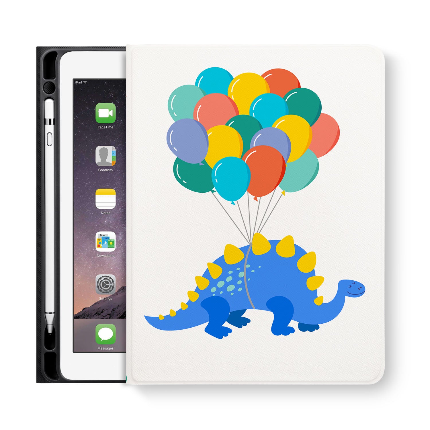 Durable iPad Folio Case with Dinosaur Design - Slim Protective Cover for iPad Pro/Air/Mini - Perfect for Work, School & Travel