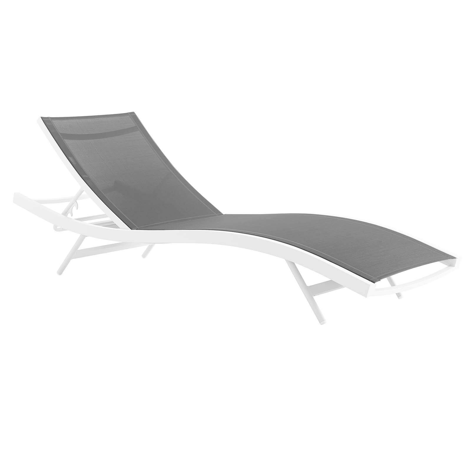 Modern Outdoor Patio Lounge Chair - Lightweight Aluminum Chaise with White & Gray Finish - Perfect for Balcony, Garden, Poolside & Backyard Relaxation