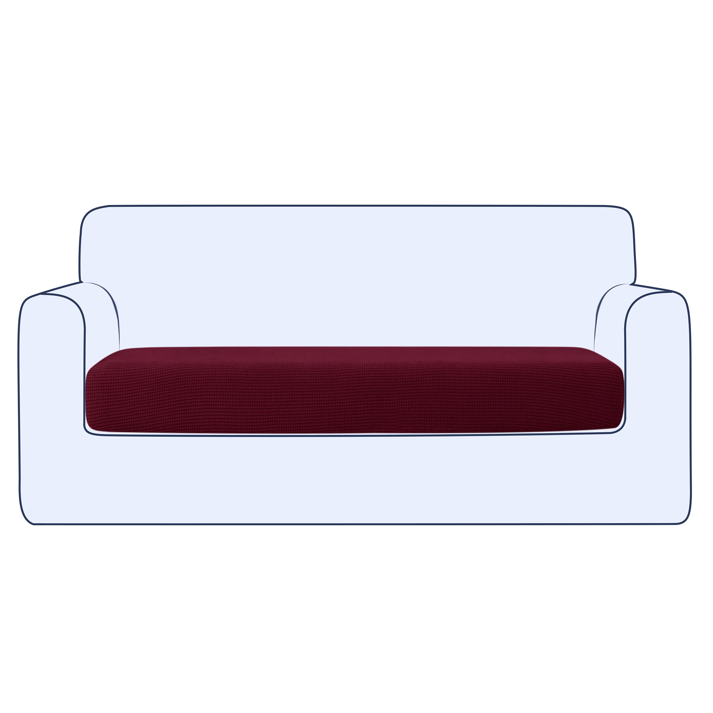 Ouka Stretch Reversible Sofa Cushion Cover - Soft Protector for Couch, Loveseat & Chair - Washable Slipcover for Home Decor (Wine Red) - Perfect for Living Room, Bedroom & Office Use