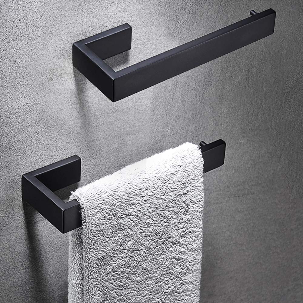 Black Stainless Steel Towel Ring - Wall Mounted Bathroom Accessory for Bath & Shower