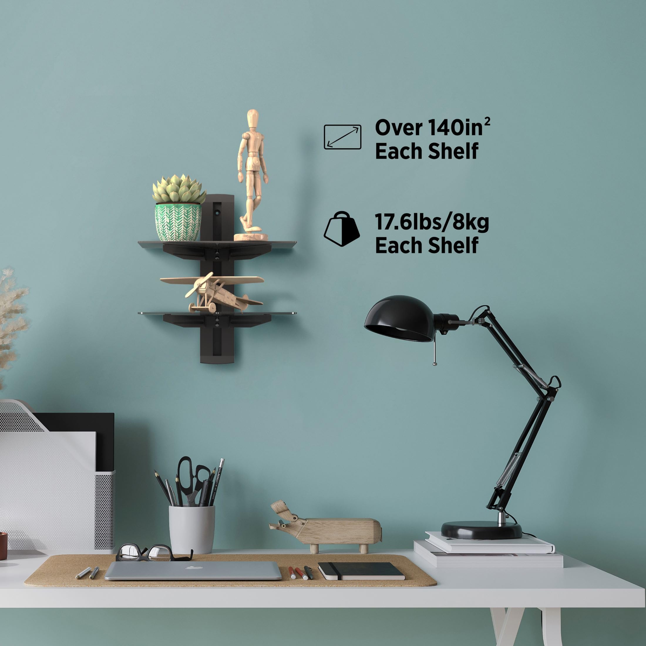Promounts Dual Floating TV Shelves - Heavy Duty Tempered Glass Entertainment Shelves Holds 17.6lbs Each - Perfect for DVD Players, Cable Boxes & Game Consoles - Ideal for Living Room, Bedroom & Home Theater Setup