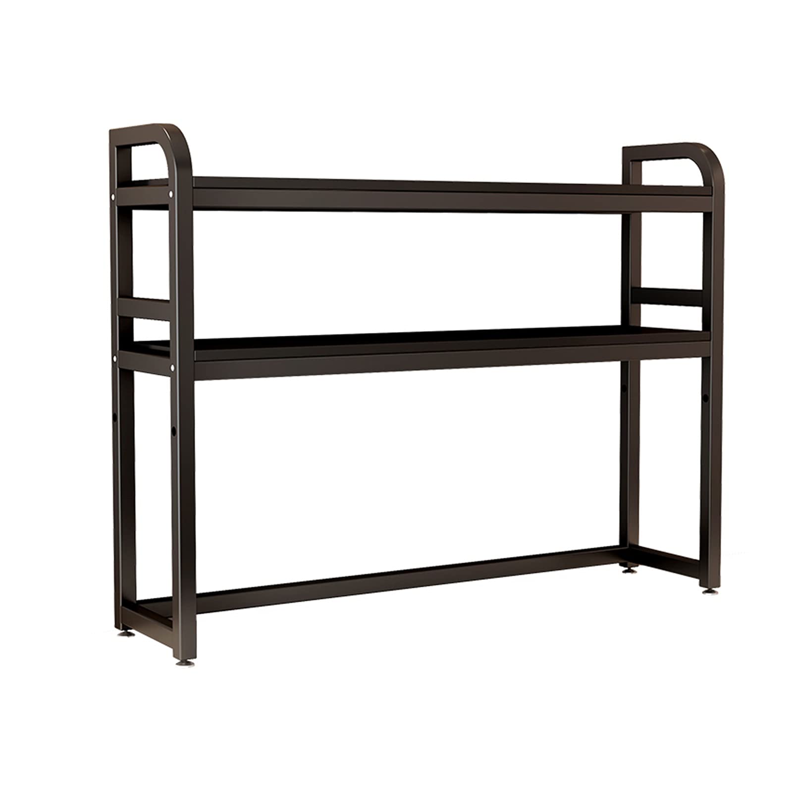 Adjustable Double Tier Printer Stand for Desk - Portable Under Desk Printer Shelf with Storage Tray, Black - Perfect for Home Office, Workspace Organization & Printer Storage