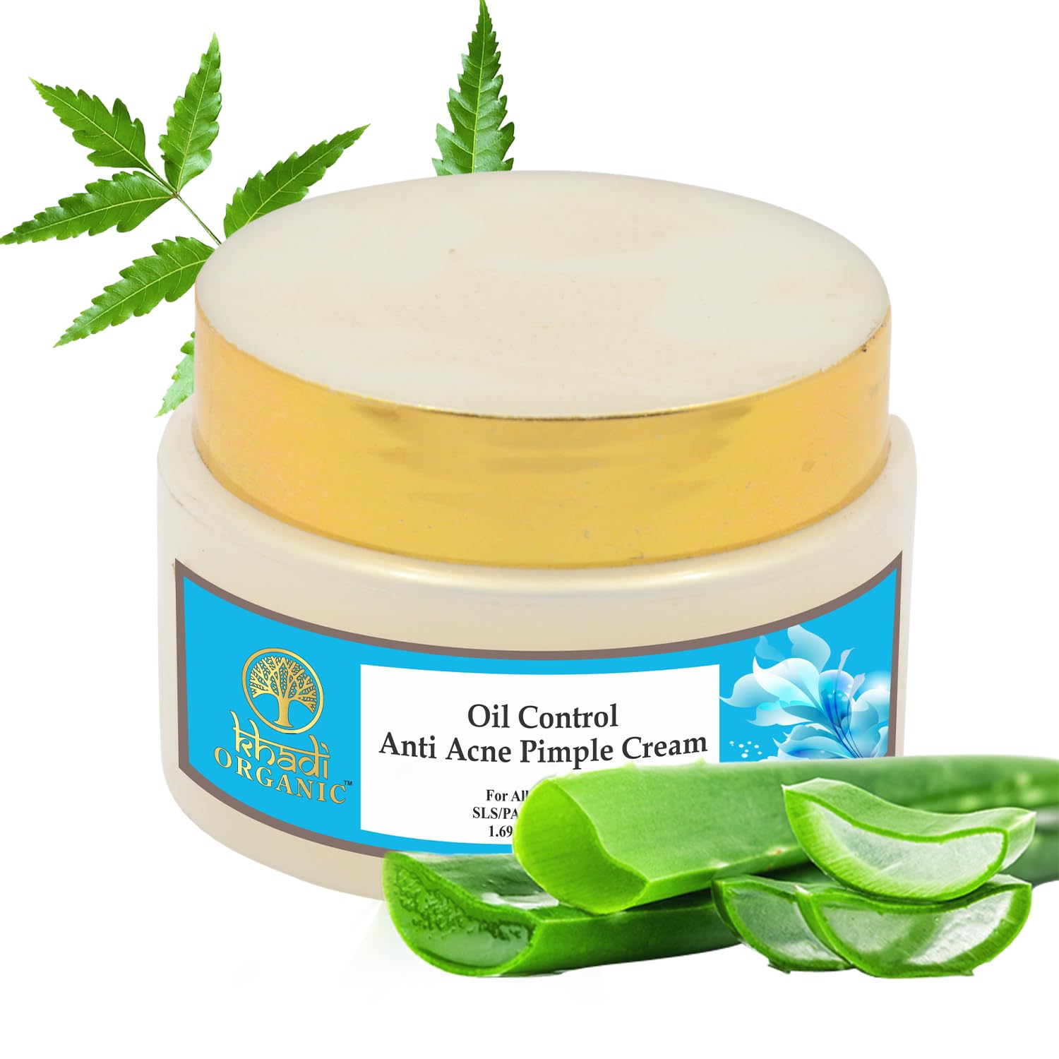 Khadi Organic Oil Control Anti Acne Pimple Cream - Natural Solution for Clear, Blemish-Free Skin - 50g | Best for Oily & Acne-Prone Skin | Daily Skincare Routine for Teens & Adults