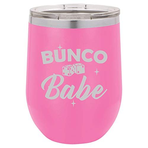 12 oz Double Wall Vacuum Insulated Stainless Steel Wine Tumbler - Stemless Coffee Travel Mug with Lid & Non-Slip Base (Hot Pink) - Perfect for Wine, Cocktails, Coffee, Tea, Office, Picnics & Outdoor Adventures