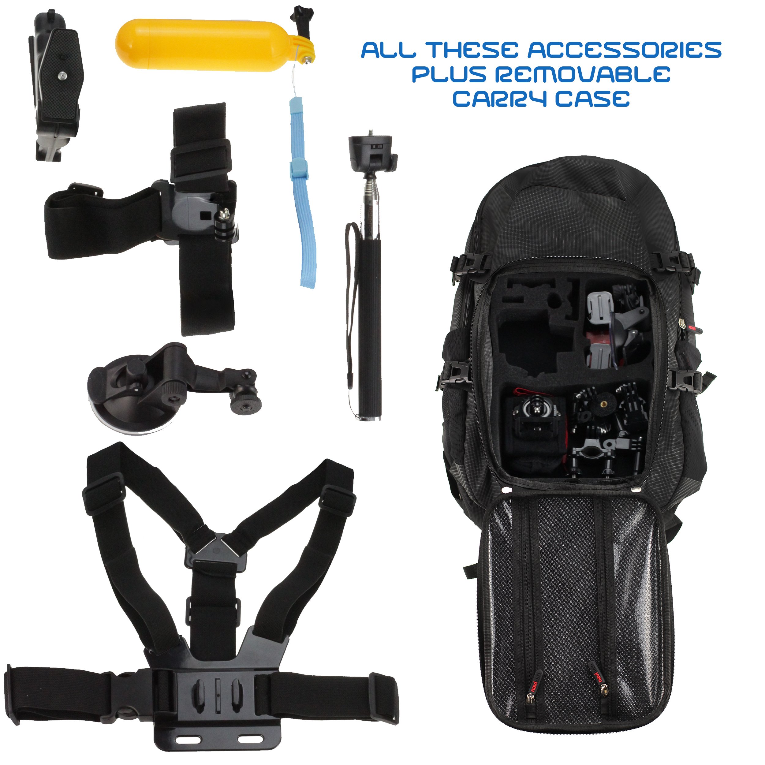**Navitech 18-in-1 Action Camera Backpack with Chest Strap - Compatible with Veho Muvi K-X 4K Wi-Fi Camera - Perfect for Hiking, Biking, Travel & Outdoor Adventures**