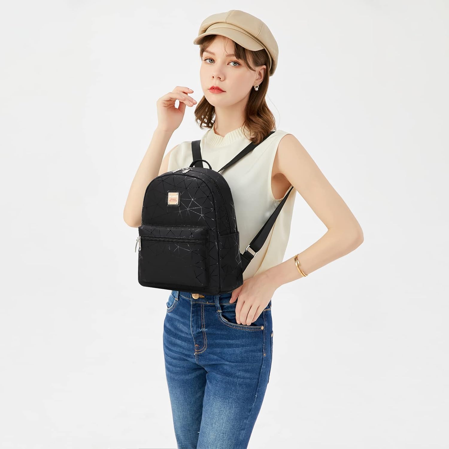 Stylish Black Mini Backpack for Women - 10L Synthetic Leather Small Purse Backpack with Multiple Pockets | Fashion Travel Shoulder Bag for Daily Use, Work, School & Outdoor Activities