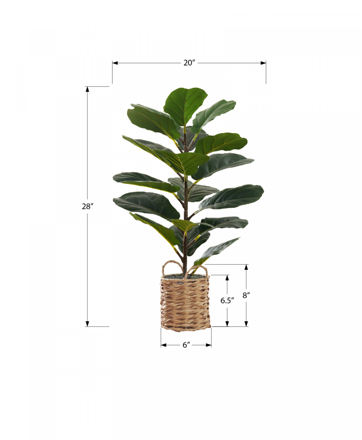 28 Inch Fiddle Leaf Fig Tree with 8 Woven Baskets - Artificial Green Indoor Plant for Home Decor, Living Room, Office, and Wedding Decoration