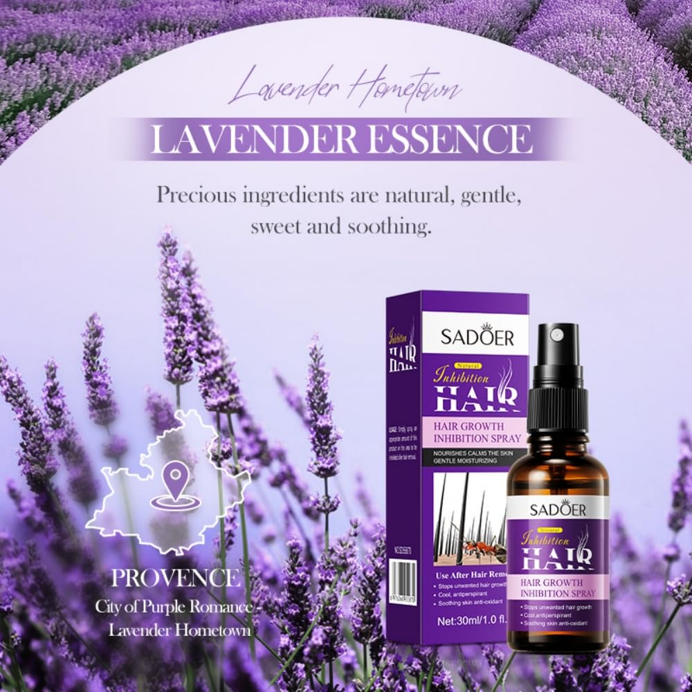 Hair Inhibitor Spray for Face, Underarms & Legs - Soothing Hair Growth Inhibitor for Women & Men - Post Wax Care Solution | Reduce Unwanted Hair Growth for Smooth Skin at Home & Salon