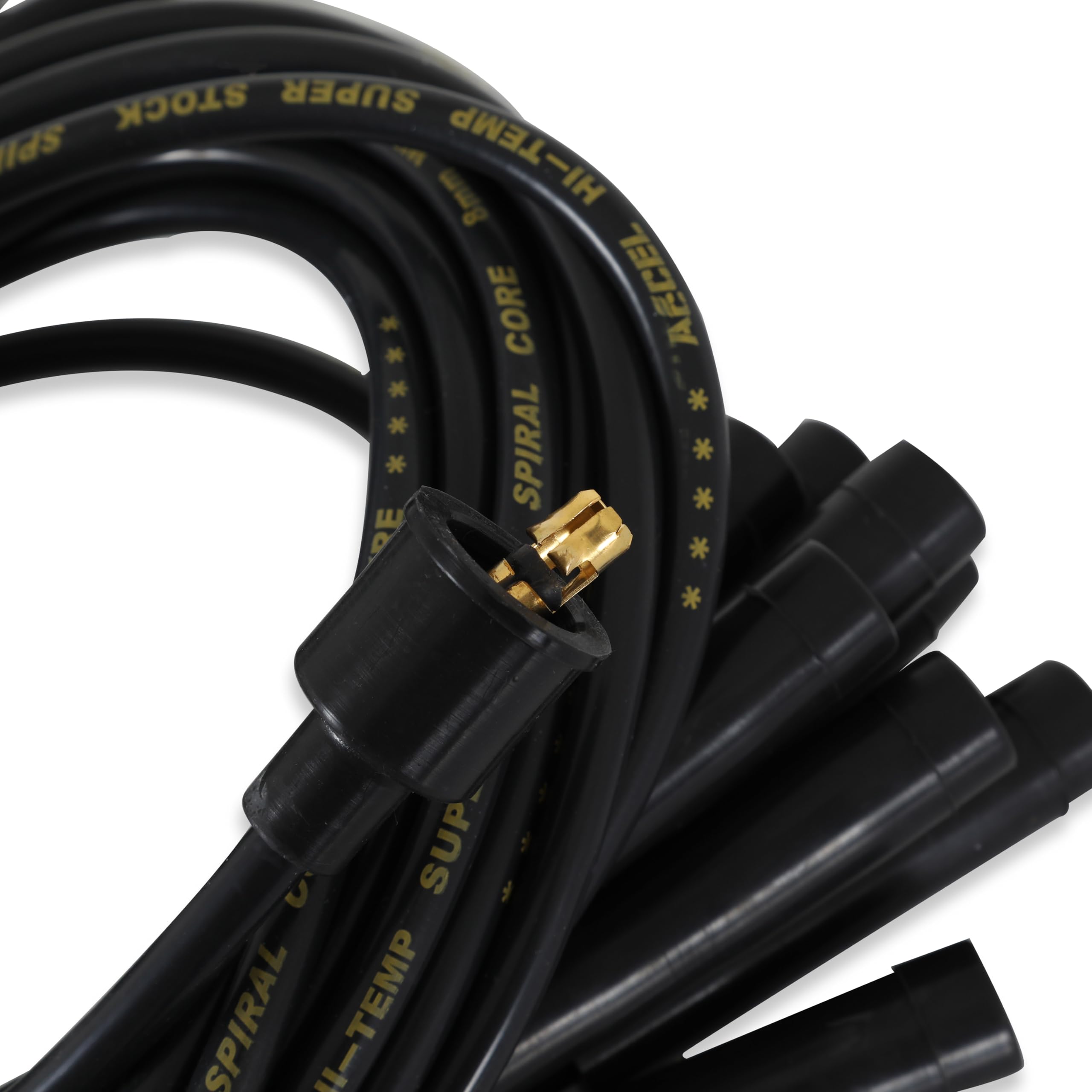 ACCEL 8mm Super Stock Spiral Universal Spark Plug Wire Set - Black | High Performance Ignition Wires for Muscle Cars & Hot Rods | Perfect for Racing, Street Performance & Engine Upgrades
