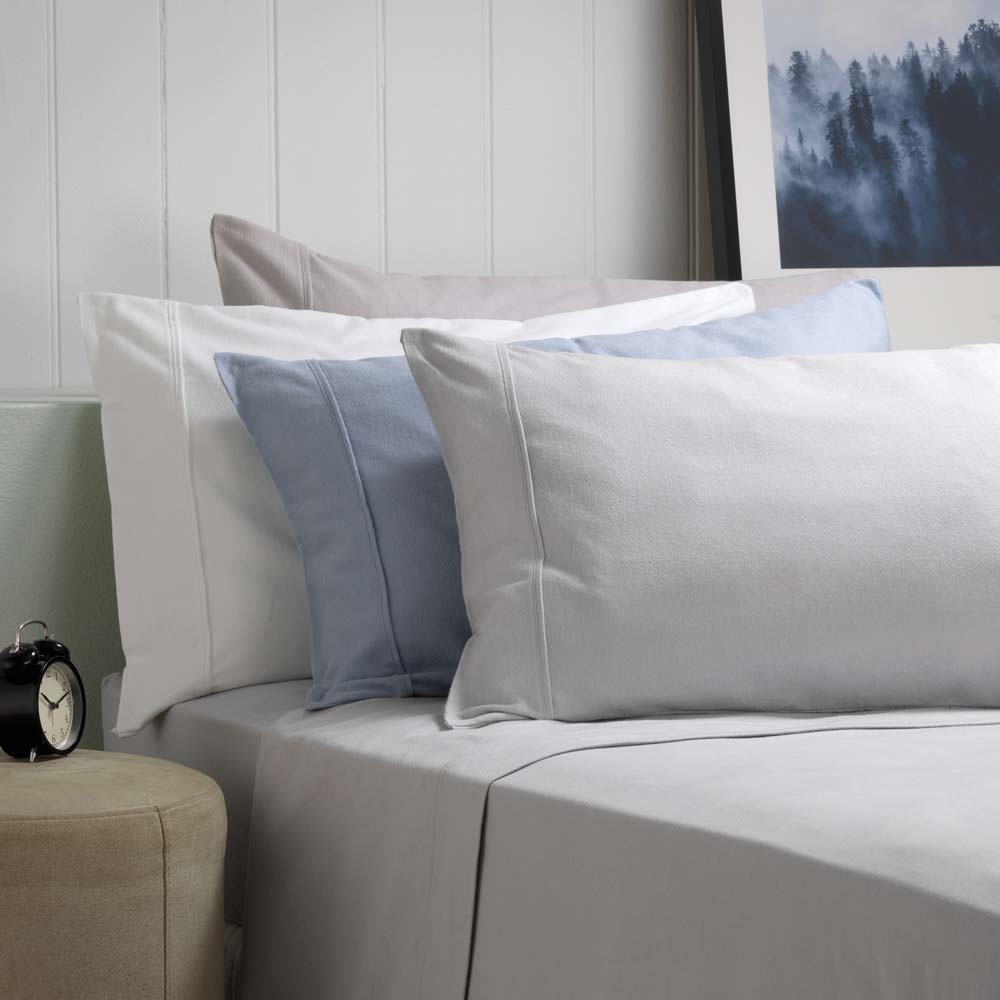 Premium Silver Flannel Sheet Set - Soft 100% Cotton Bedding for Single 50cm Beds | Cozy Winter Nights & Guest Room Comfort
