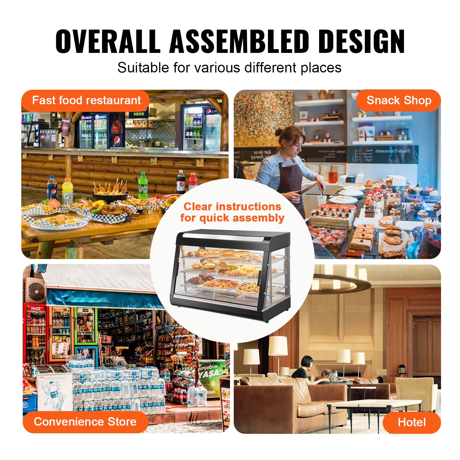 VEVOR 3-Tier Commercial Food Warmer Display - 1500W Stainless Steel Countertop Food Warmer with LED Light, Adjustable Shelves & Digital Temperature Control (86℉~185℉) - Perfect for Restaurants, Cafes & Buffets to Keep Pizza, Burgers, Fried Chicken & Bread Warm & Fresh