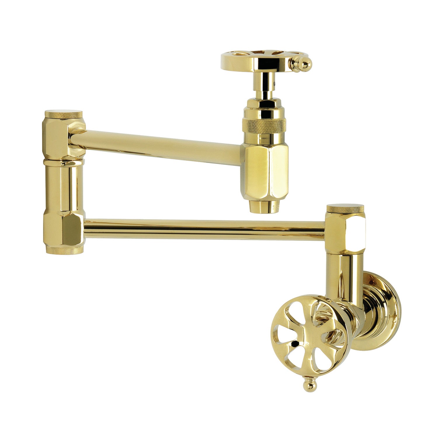 Belknap KS5102RX Wall Mount Pot Filler Faucet in Polished Brass - Perfect for Kitchen Sink, Stove & Cooking Area (Commercial & Home Use)