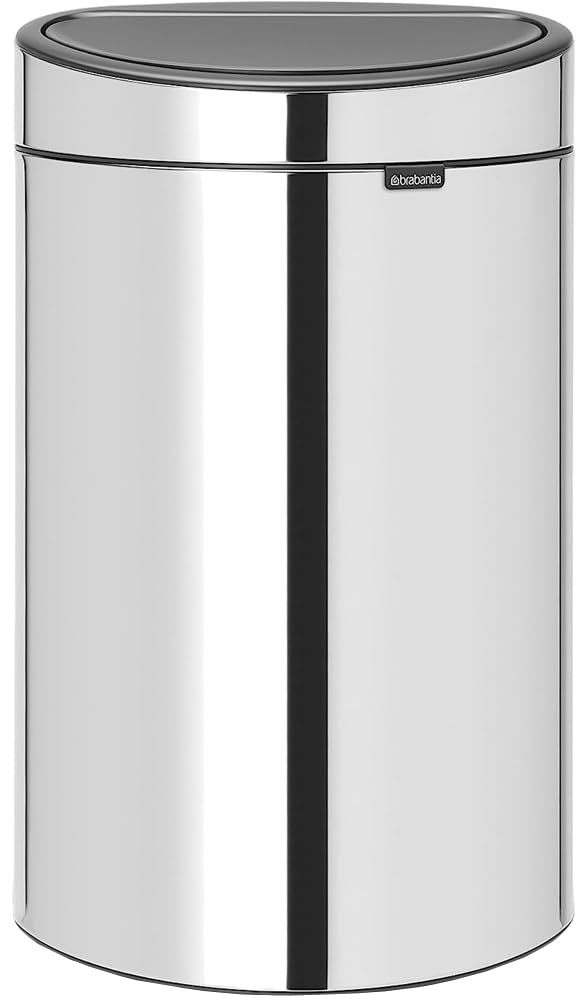 Brabantia 10.6 Gallon Stainless Steel Touch Kitchen Trash Can with Removable Lid - Soft-Touch Opening, Includes Waste Bags | Perfect for Modern Kitchens, Office Spaces & Eco-Friendly Homes