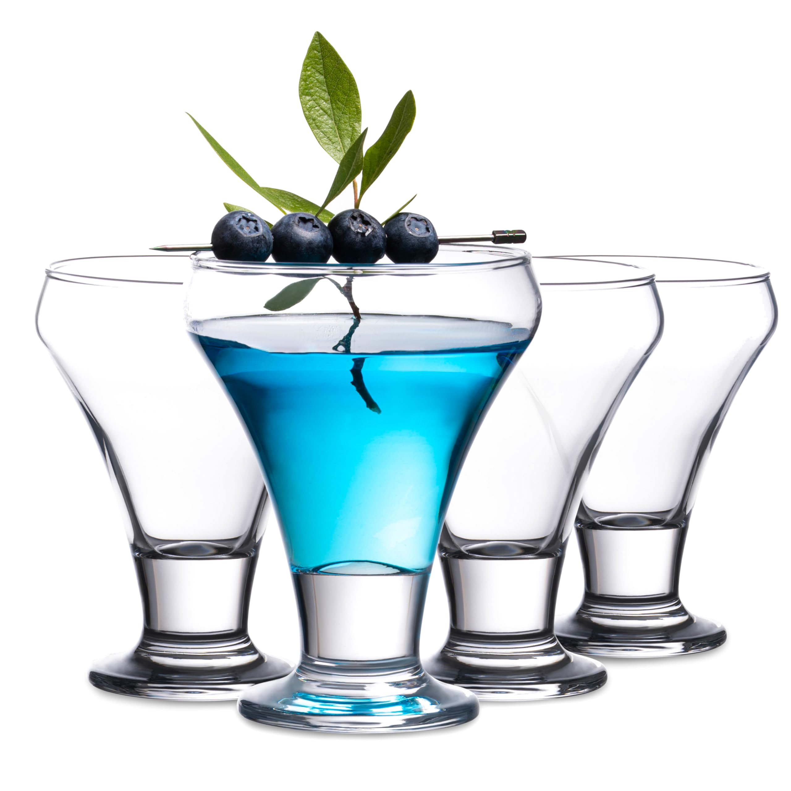 Vikko 6oz Stemless Martini Glasses Set of 4 - Crystal Clear Cocktail Glasses for Martini, Vodka, Whiskey - Perfect for Home Bar, Parties & Romantic Dinners