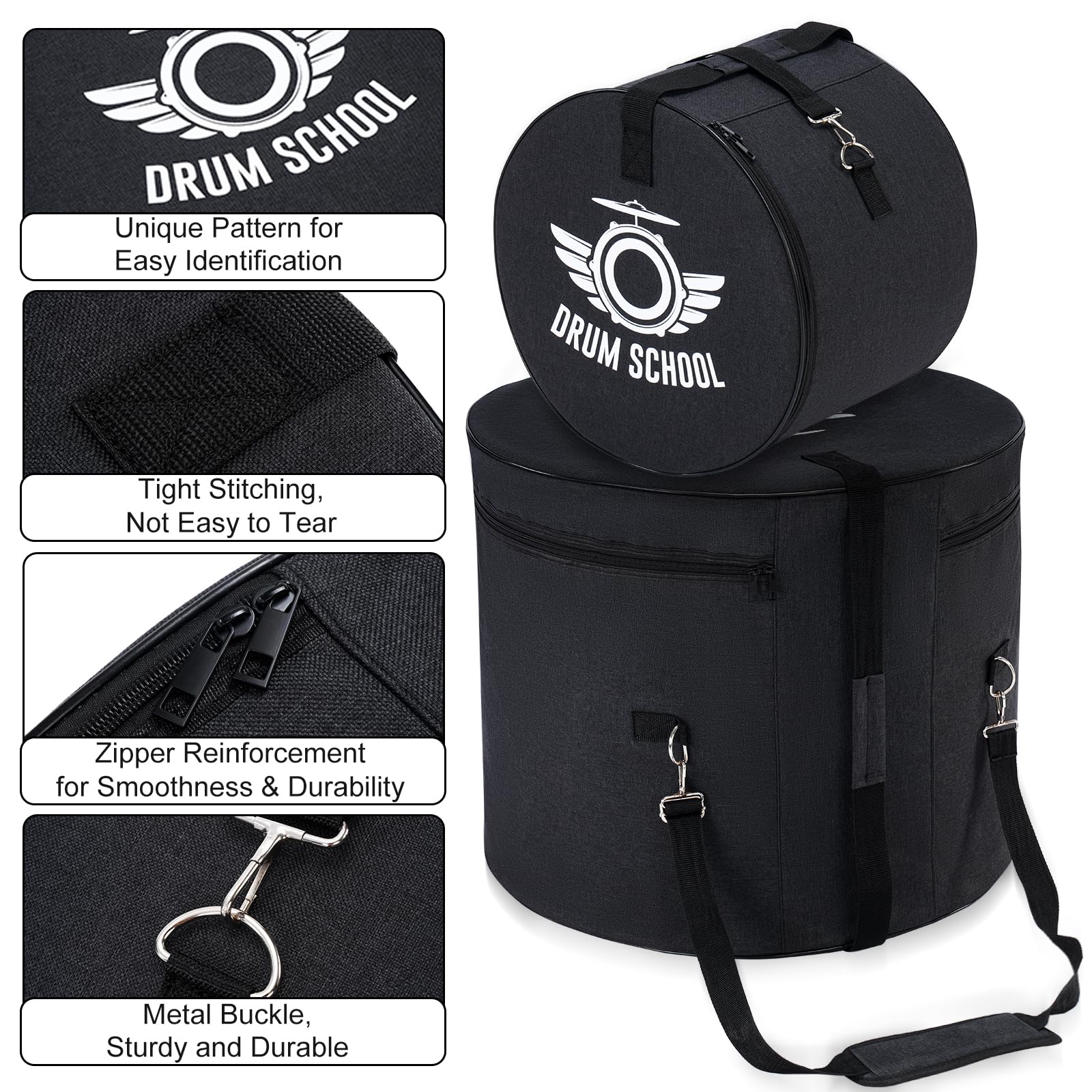 6-Piece Drum Bags Set - Padded Soft Carrying Cases for 10