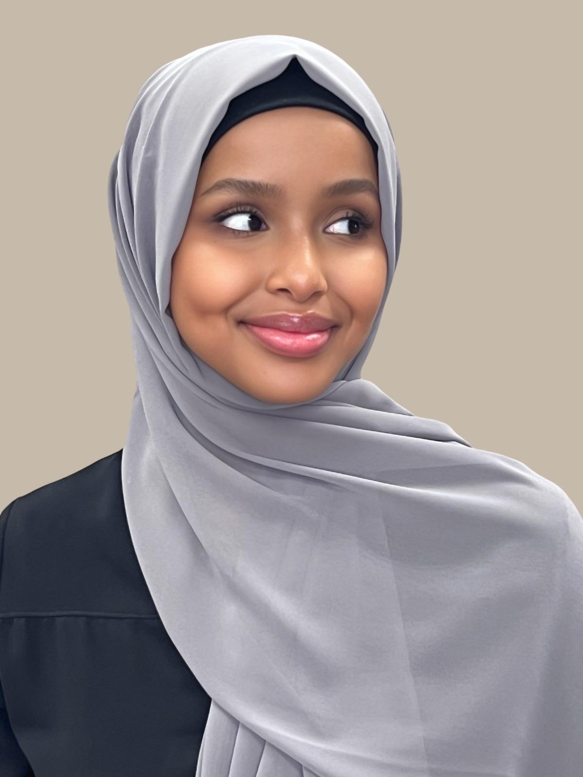Luxury Chiffon Hijab Scarf - Soft & Breathable Muslim Headscarf in Elegant Fossil Grey - Perfect for Daily Wear, Prayer & Special Occasions
