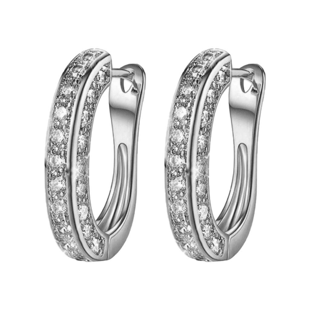 Luxury 14K Gold Round Diamond Hoop Earrings for Women - Elegant Glittering Stud Earrings, Valentine's Day Birthday Anniversary Gift for Her - Perfect for Date Night, Wedding & Special Occasions