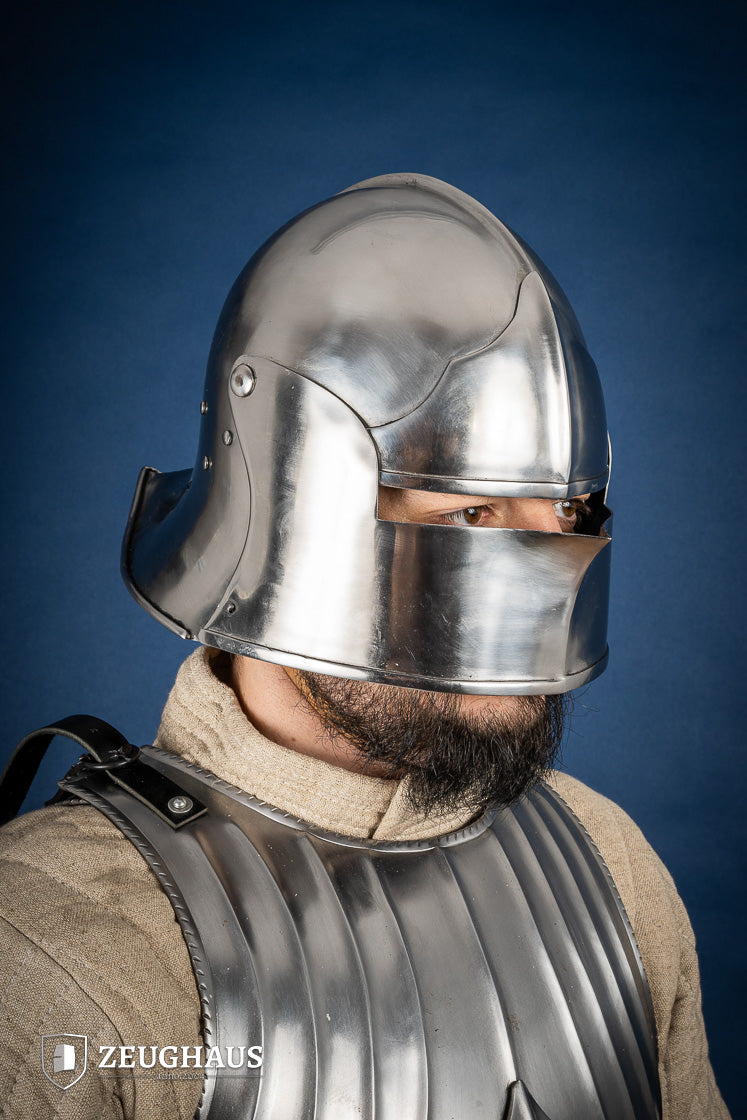 Burgundian Sallet Helmet - 1.6mm Polished Steel Medieval Armor for LARP, Cosplay & Historical Reenactment