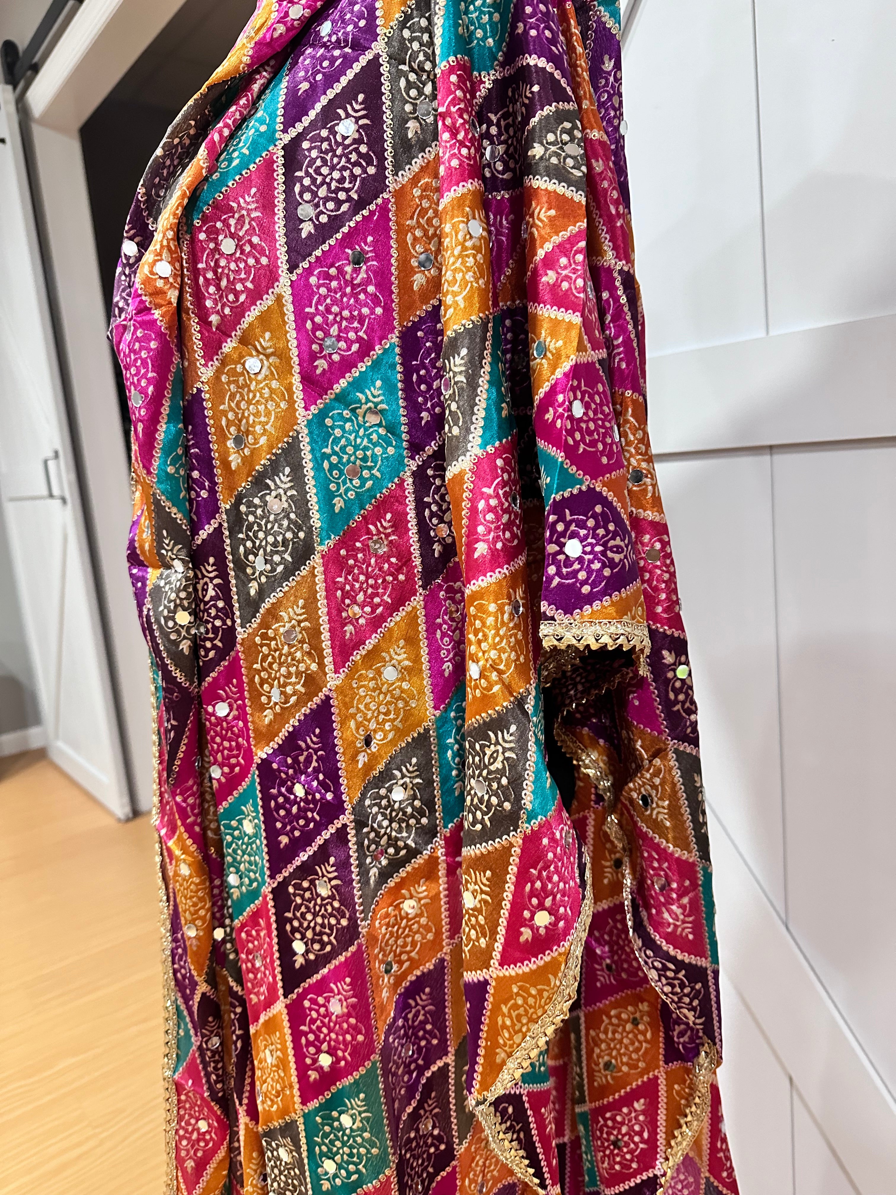 Phulkari Style Dupatta - Handmade Indian Embroidered Scarf for Women - Perfect for Weddings, Parties & Festive Occasions