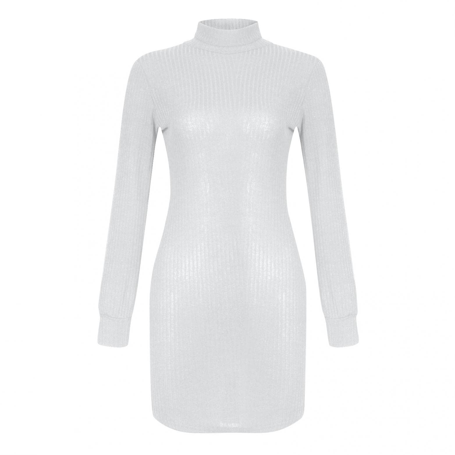 Women's Mock Neck Waffle Knit Sweater Dress - Long Sleeve Turtleneck Slim Mini Dress for Fall & Winter | Sexy Flapper Style for Date Night, Office Wear & Holiday Parties