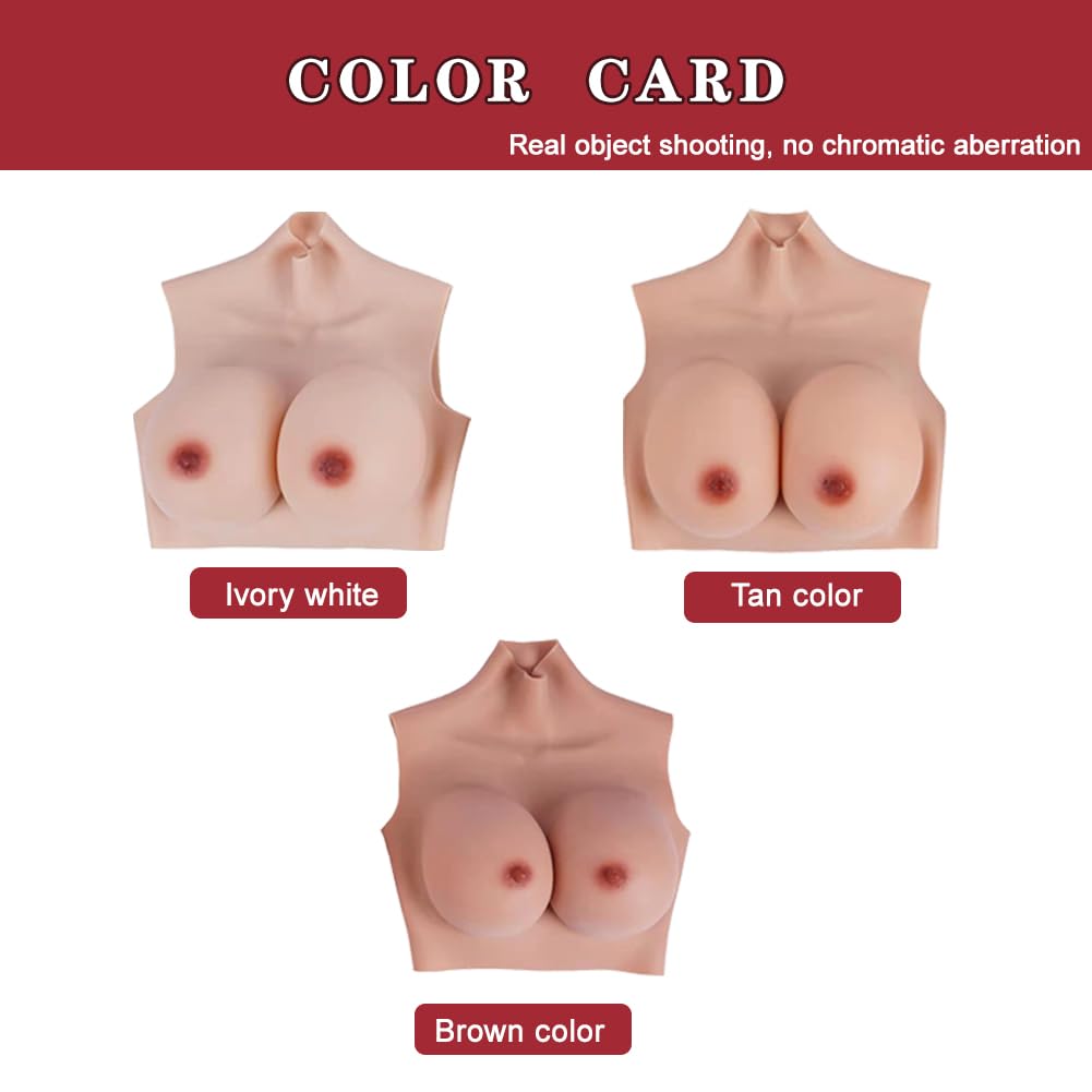 Silicone Breast Plates for Crossdressers - B to G Cup Fake Breast Forms for Drag Queens & Cosplay - Realistic Chest Enhancer for Costumes, Halloween & Performance