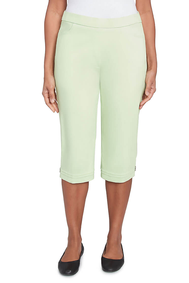 Parrot Cay Pleated Hem Capri Pants for Women - Stylish Casual Summer Trousers for Beach, Vacation & Everyday Wear