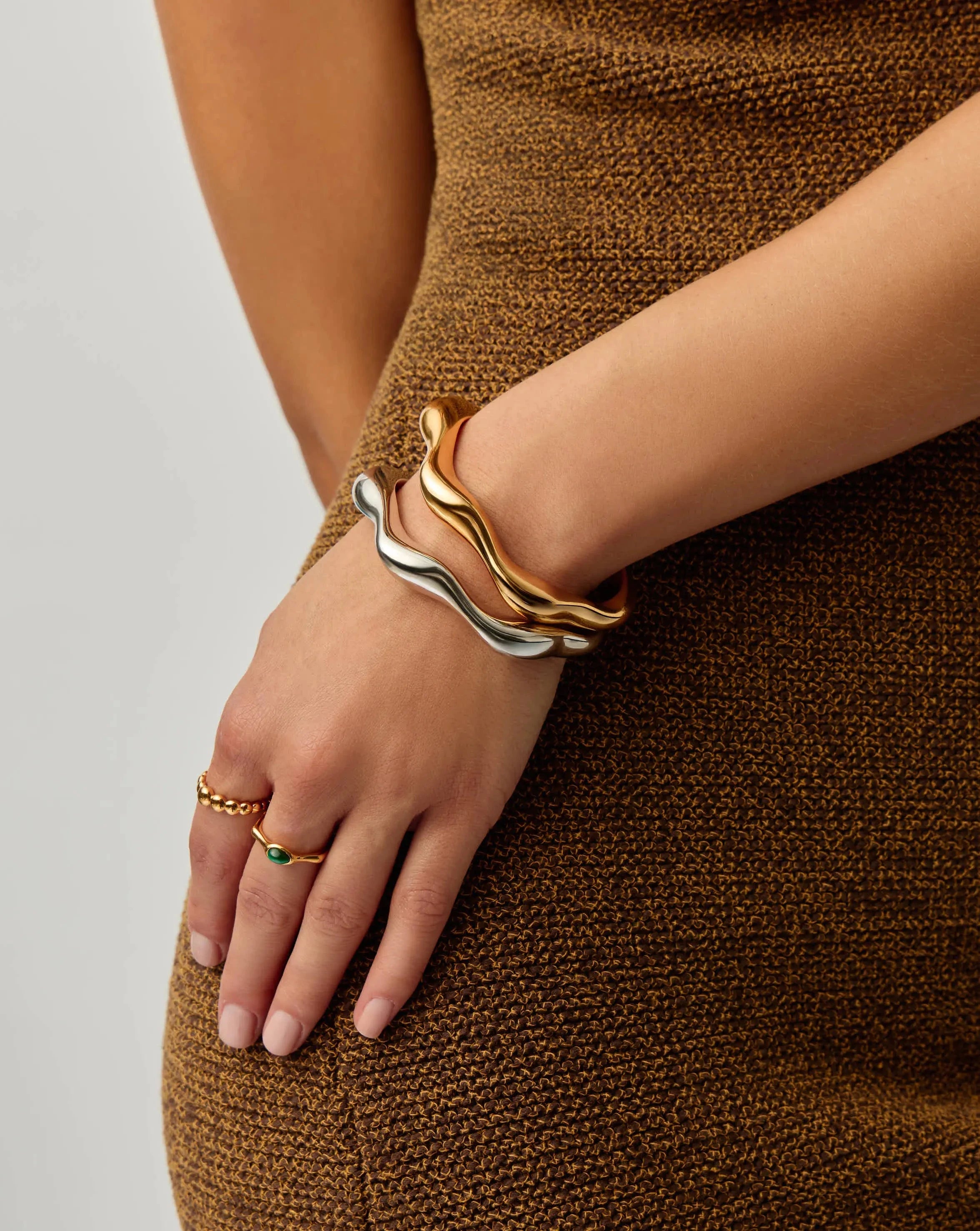 Eny Puffy Cuff Bracelet for Women - 18k Gold Plated Adjustable Bangle - Elegant Stackable Bracelet for Everyday Wear, Parties & Special Occasions