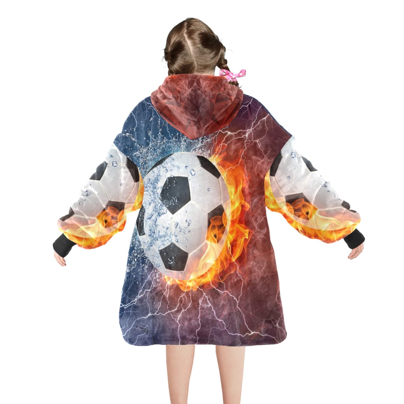 **Custom Oversized Sherpa Blanket Hoodie - Wearable Blanket for Soccer, Baseball & Basketball Fans - Cozy Gift for Kids & Adults - Perfect for Game Nights, Camping & Lounging**
