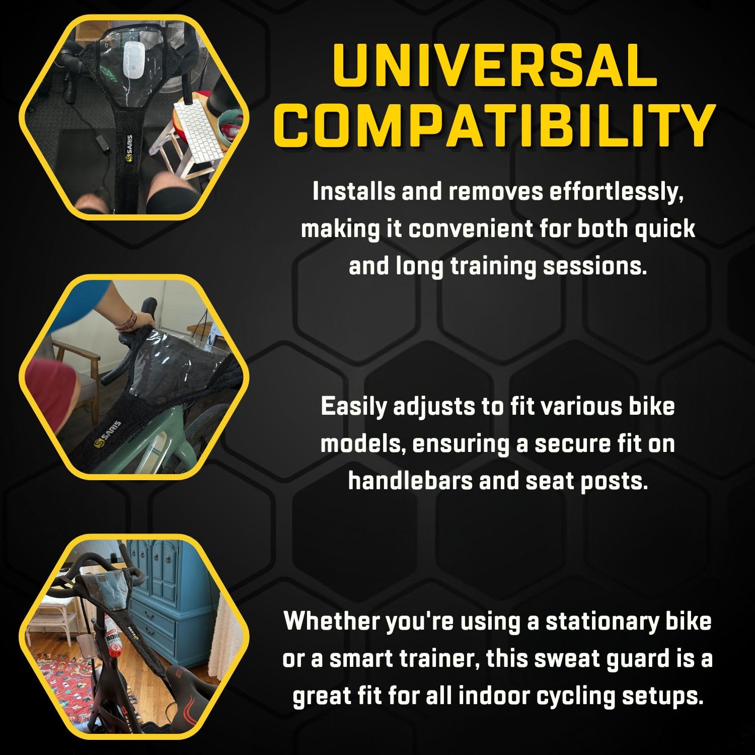 Saris Bike Guard Sweat Protector with Phone Holder - Indoor Cycling Trainer Accessory for Peloton, Zwift & Spin Bikes - Protect Your Bike from Sweat During Workouts
