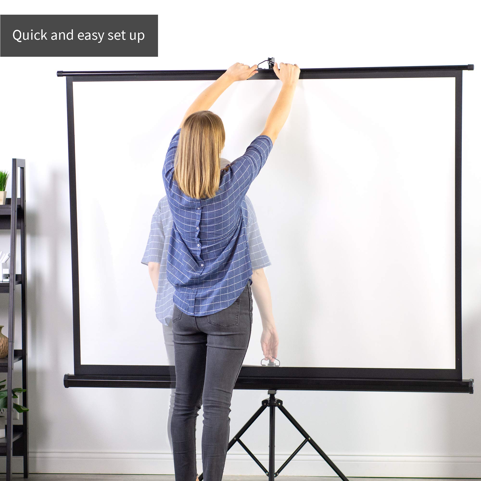 VIVO 100 Inch Portable Indoor Outdoor Projector Screen - HD 4:3 Aspect Ratio, 4K/3D/1080P Compatible, Pull-Up Foldable Stand with Tripod (Model PS-T-100) - Perfect for Home Theater, Backyard Movies, and Business Presentations