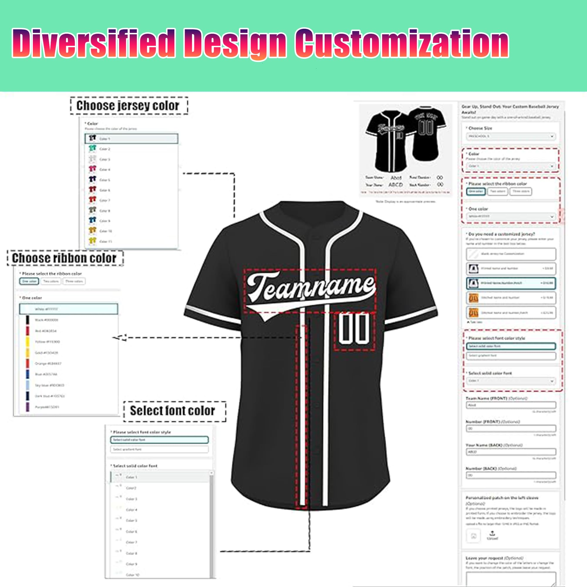 Custom Personalized Baseball Jerseys with Stitched Name & Number - Men's Women's Youth Team Uniforms for Baseball, Softball & Fan Apparel - Perfect for Games, Tournaments & Sports Events