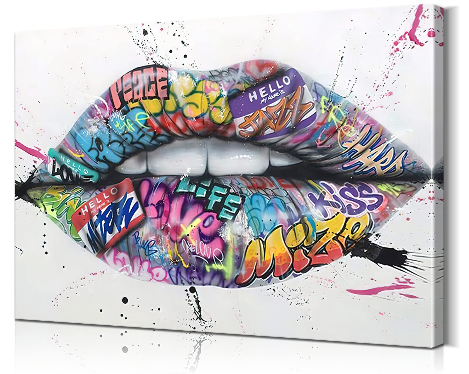 Lip Graffiti Wall Art Poster - Vibrant Street Art Decor for Living Room & Bedroom (28x40 Inches) - Perfect for Urban Home & Office Decor
