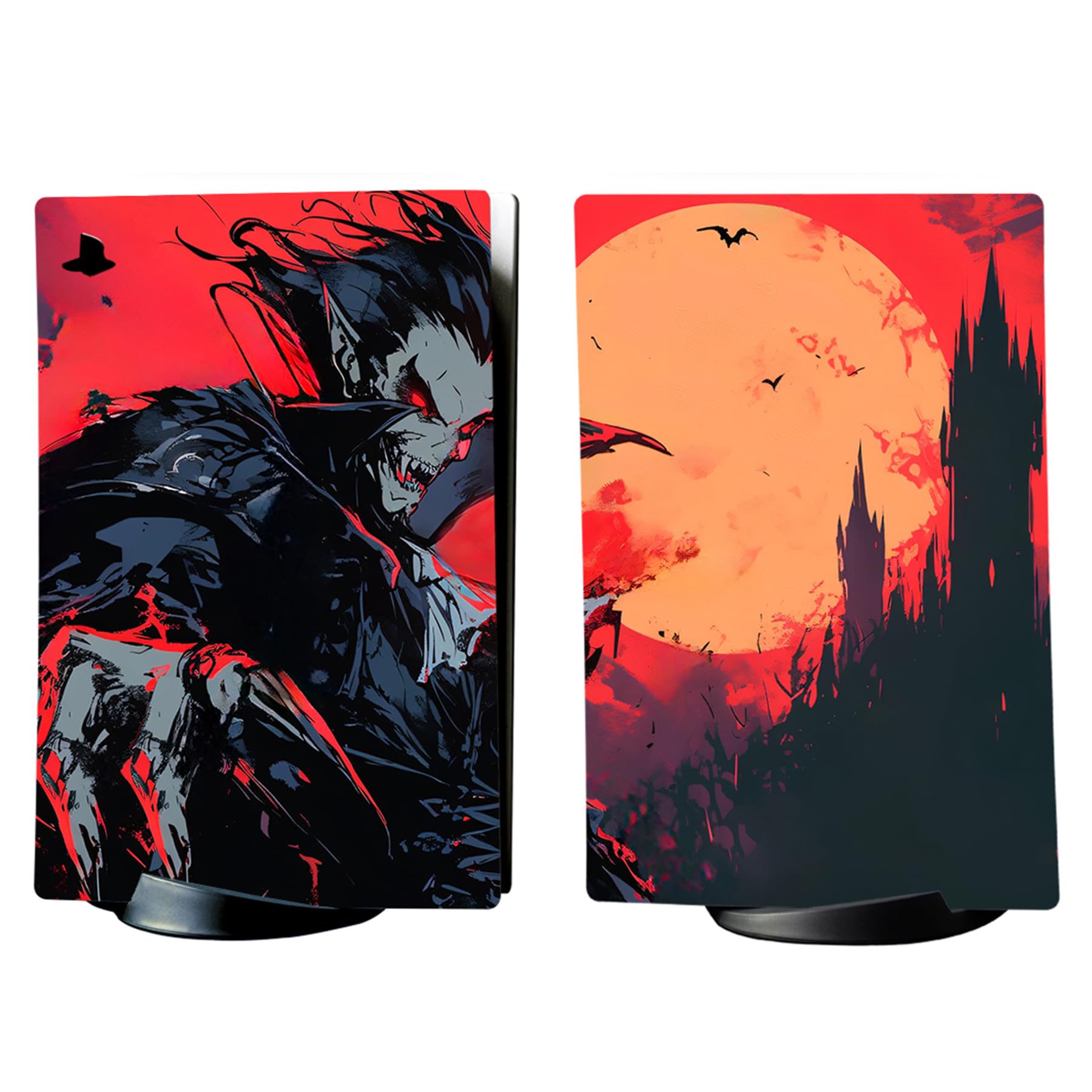 PlayVital PS5 Digital Edition Skin - Vinyl Sticker Protective Cover for PS5 Console, Controller, Charging Dock, Headset & Media Remote - Blood Moon Vampire Design - Perfect for Gaming Protection & Customization