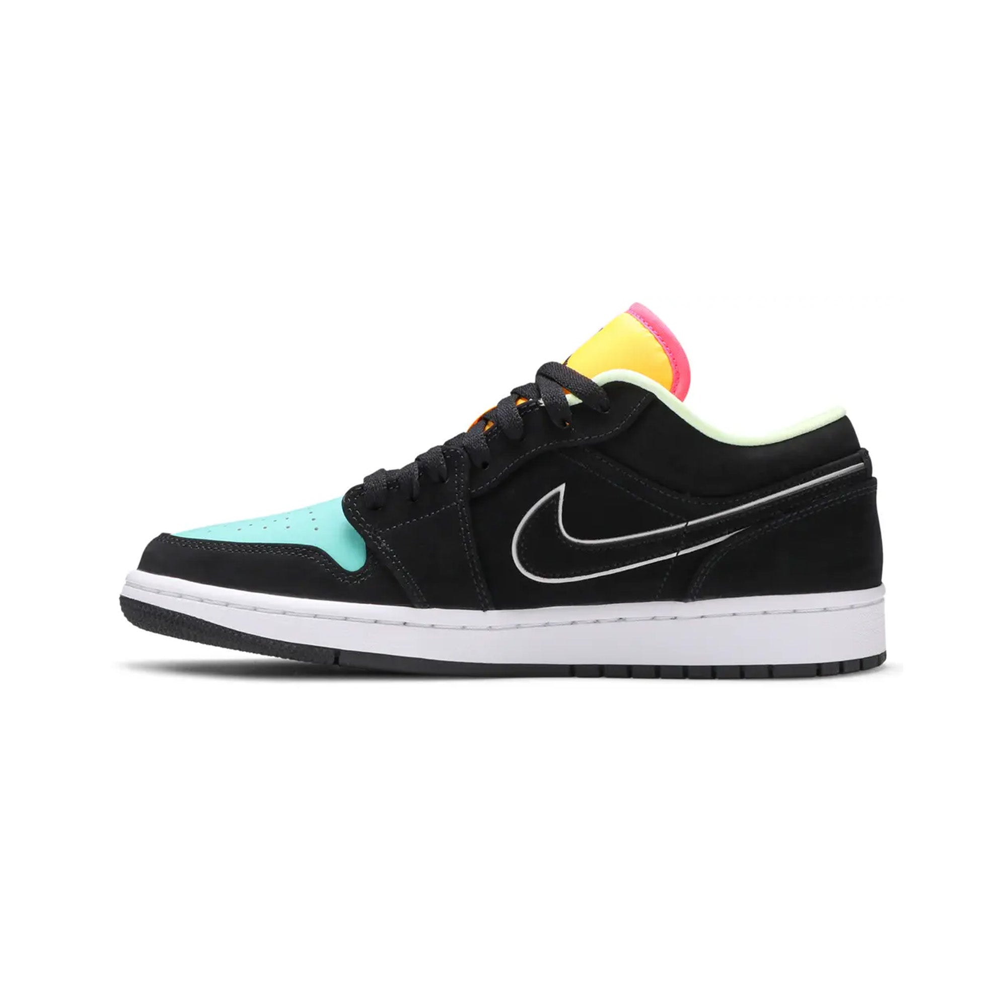 Air Jordan 1 Low Sneakers 'Black Aurora Green Laser Orange' - Men's Basketball Shoes for Casual Wear & Street Style (2020 Release) - Perfect for Urban Fashion & Sneaker Collectors