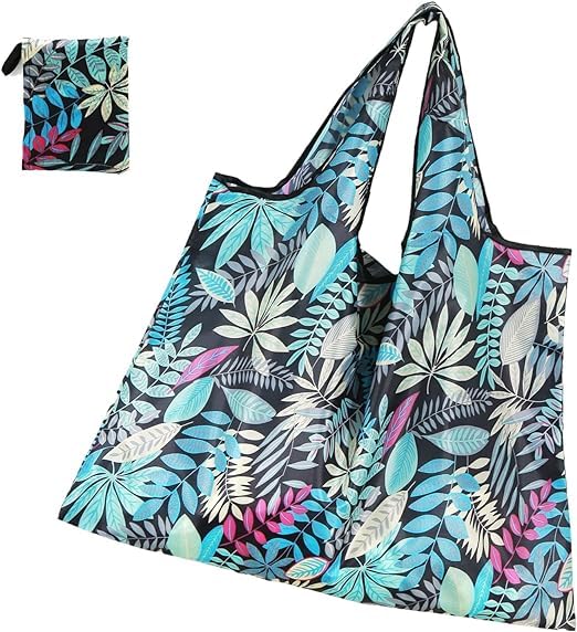 Stylish MOMISY Reusable Foldable Shopping Tote Bag - Heavy Duty Eco-Friendly Grocery & Travel Handbag - Compact Lightweight Design for Everyday Use, Shopping Trips & Beach Outings