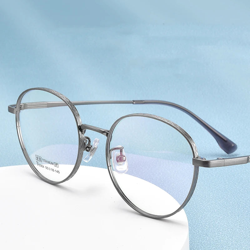 Bclear Unisex Full Rim Small Round Titanium Eyeglasses 6984 - Lightweight & Durable Frame for Reading, Work & Everyday Use