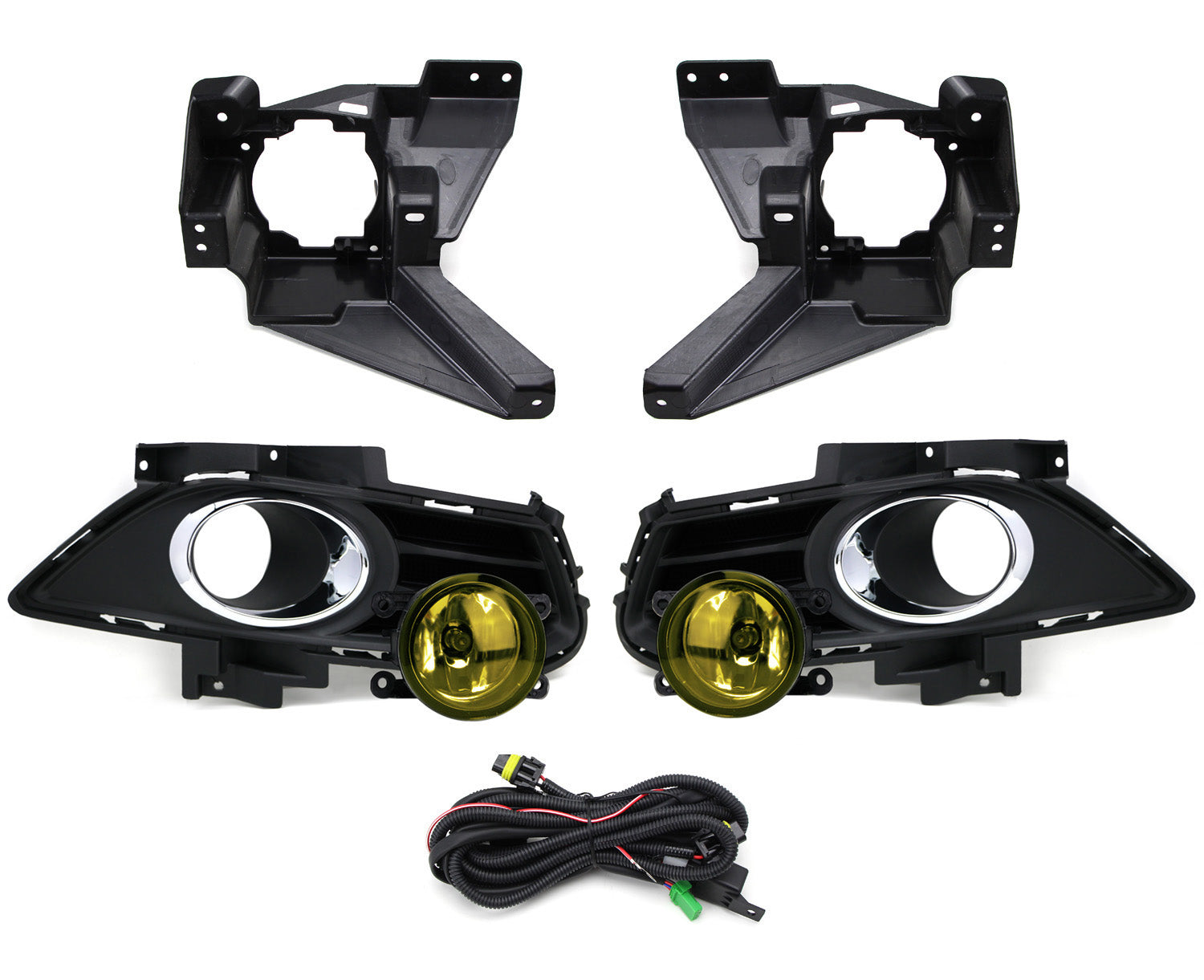 Complete Yellow Lens Fog Light Kit with Bezel Covers & Wiring Harness for 2013-2016 Ford Fusion - Upgrade Your Night Driving Safety & Style