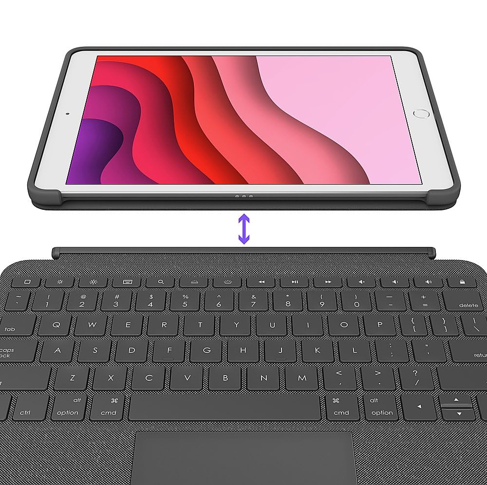 Logitech Combo Touch Keyboard Case with Trackpad for iPad 7th/8th/9th Gen - Wireless, Kickstand, Smart Connector (Renewed, Graphite) | Perfect for Work, Study & Travel