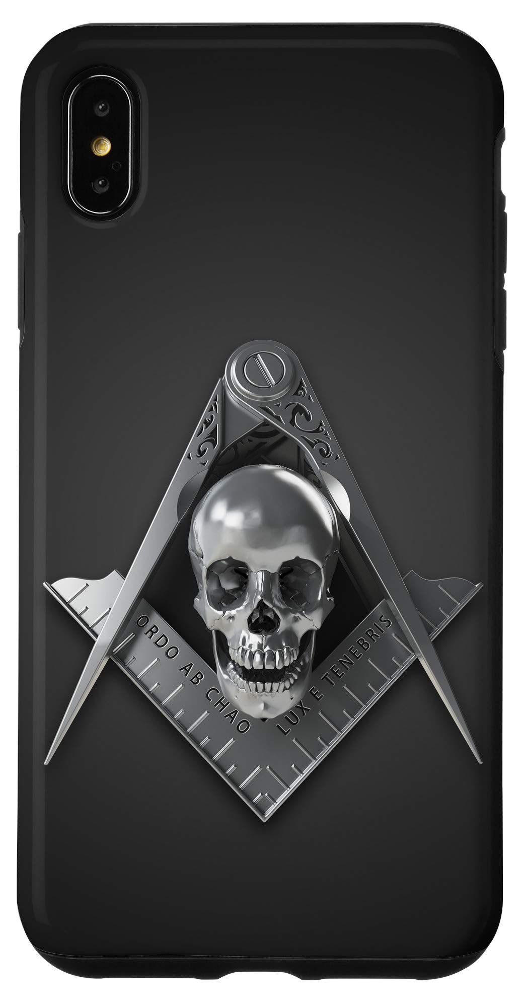 iPhone XS Max Masonic Mobile Case - Freemason Skull with Square & Compass Design - Durable Protective Cover for Daily Use & Travel