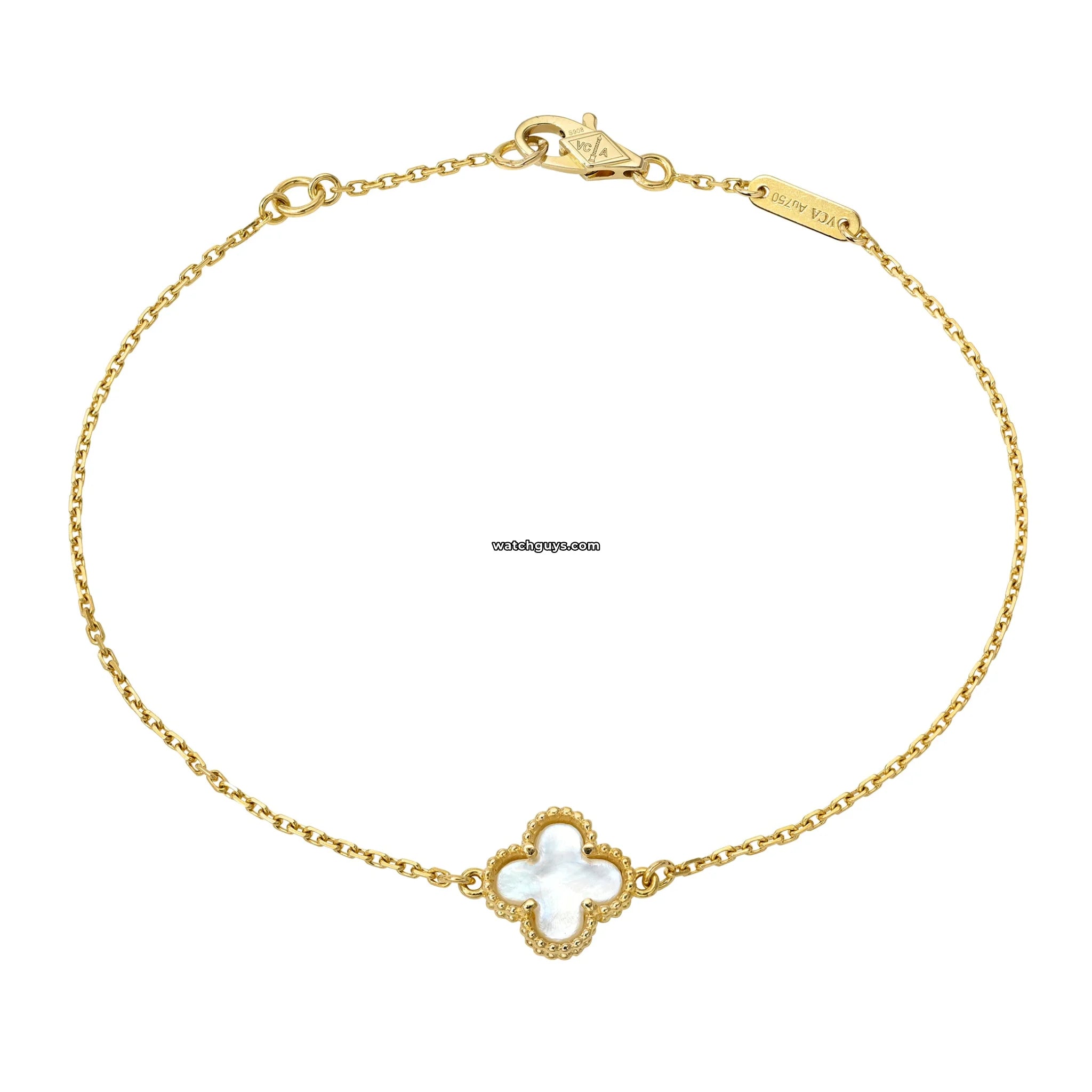 Van Cleef & Arpels Sweet Alhambra Bracelet - 18K Gold & Mother of Pearl Charm Bracelet for Women, Luxury Jewelry Gift for Anniversary & Special Occasions