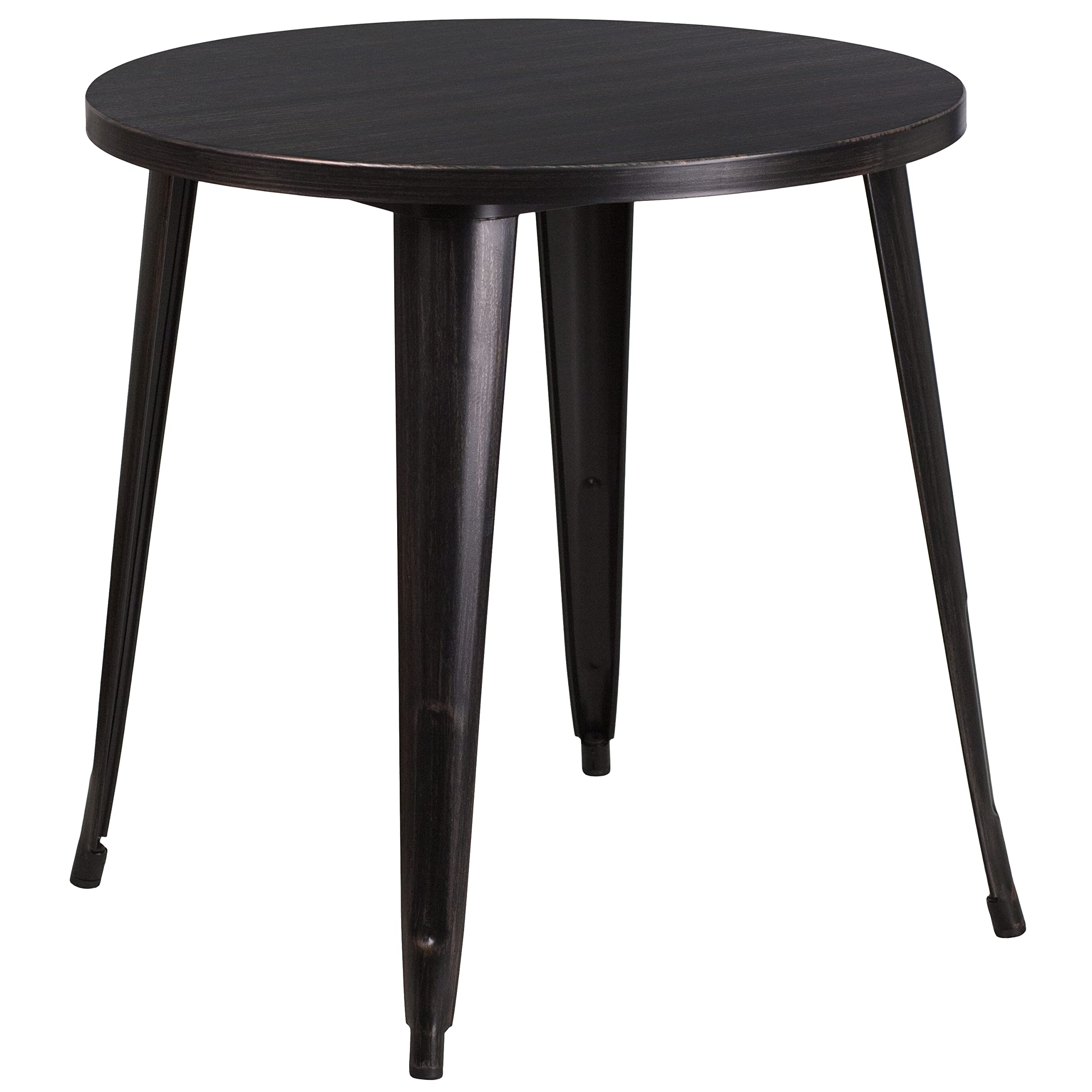 EMMA + OLIVER 30 Inch Round Dining Table Set with 4 Arm Chairs - Commercial Grade Metal Table in Black & Antique Gold Finish | Perfect for Restaurants, Cafes, and Home Dining Rooms