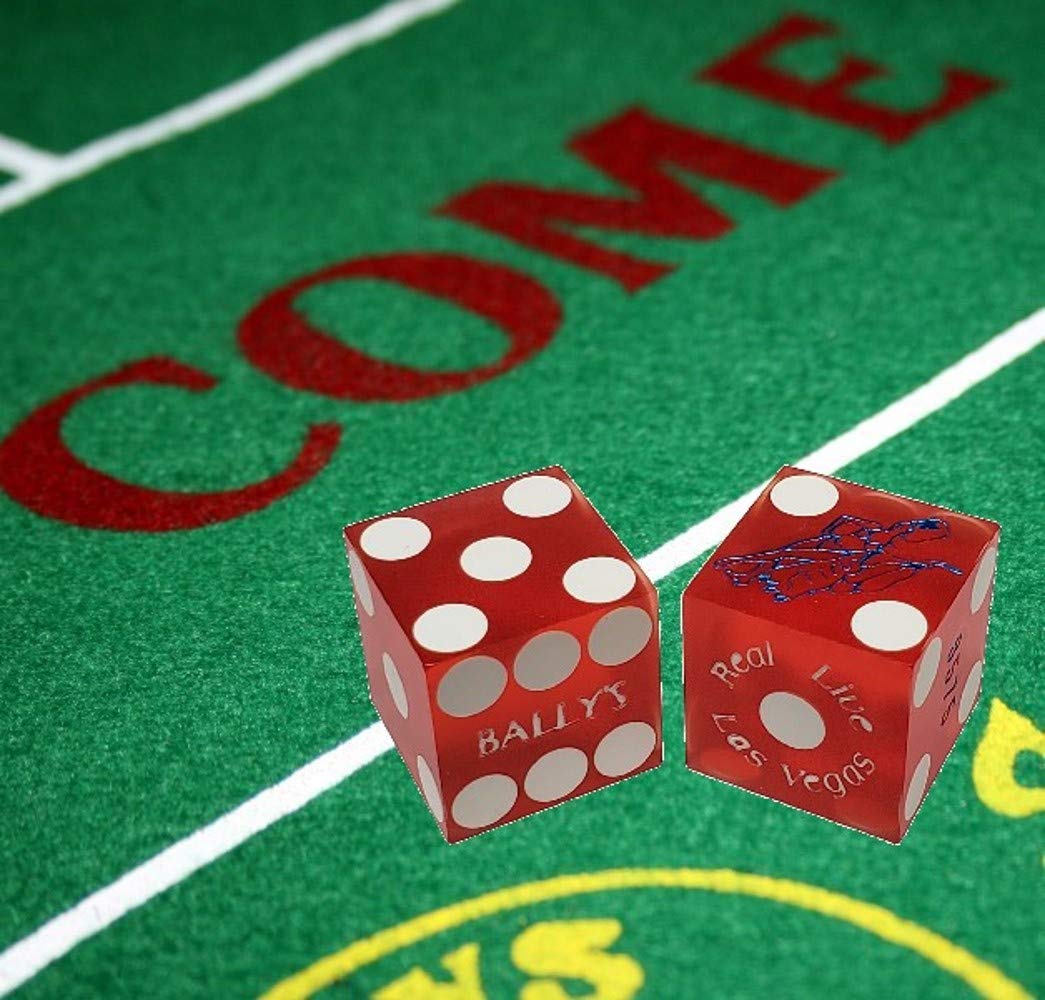 Authentic Nevada Casino Craps Dice Set - 19mm with Black Velvet Pouch for Casino Games & Home Play (Set of 3, Bally's Red Frosted)
