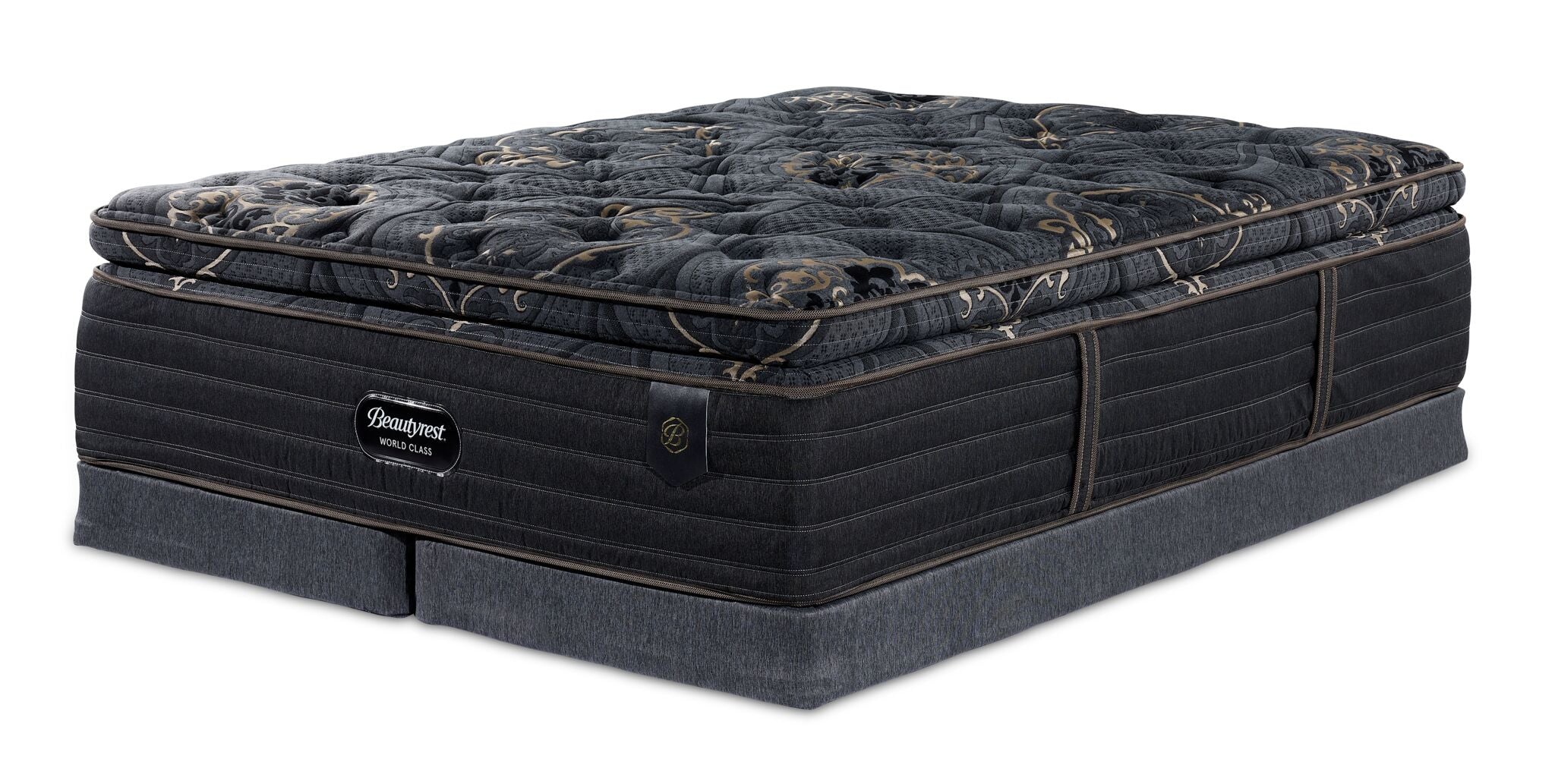 Beautyrest World Class Empress Luxury Firm Queen Mattress & Low Profile Split Box Spring Set - Premium Support for Back Pain Relief, Perfect for Master Bedrooms & Guest Rooms