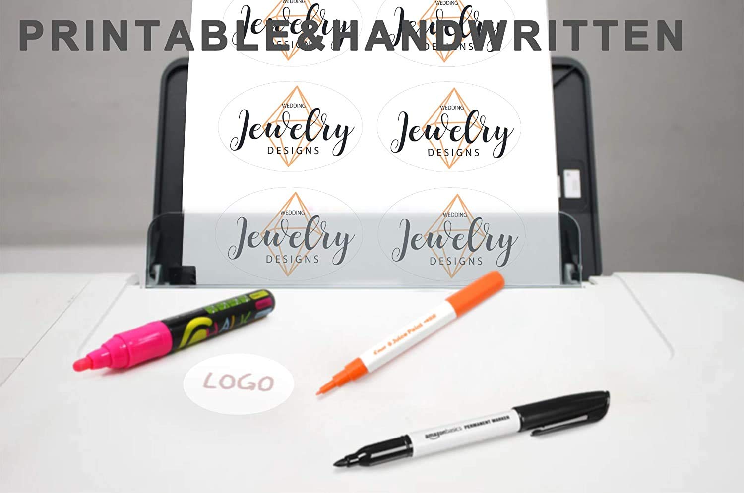 Waterproof Oval White Stickers 2